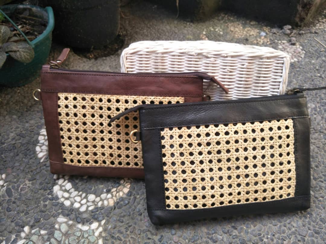 Webbing Rattan Leather Wallet