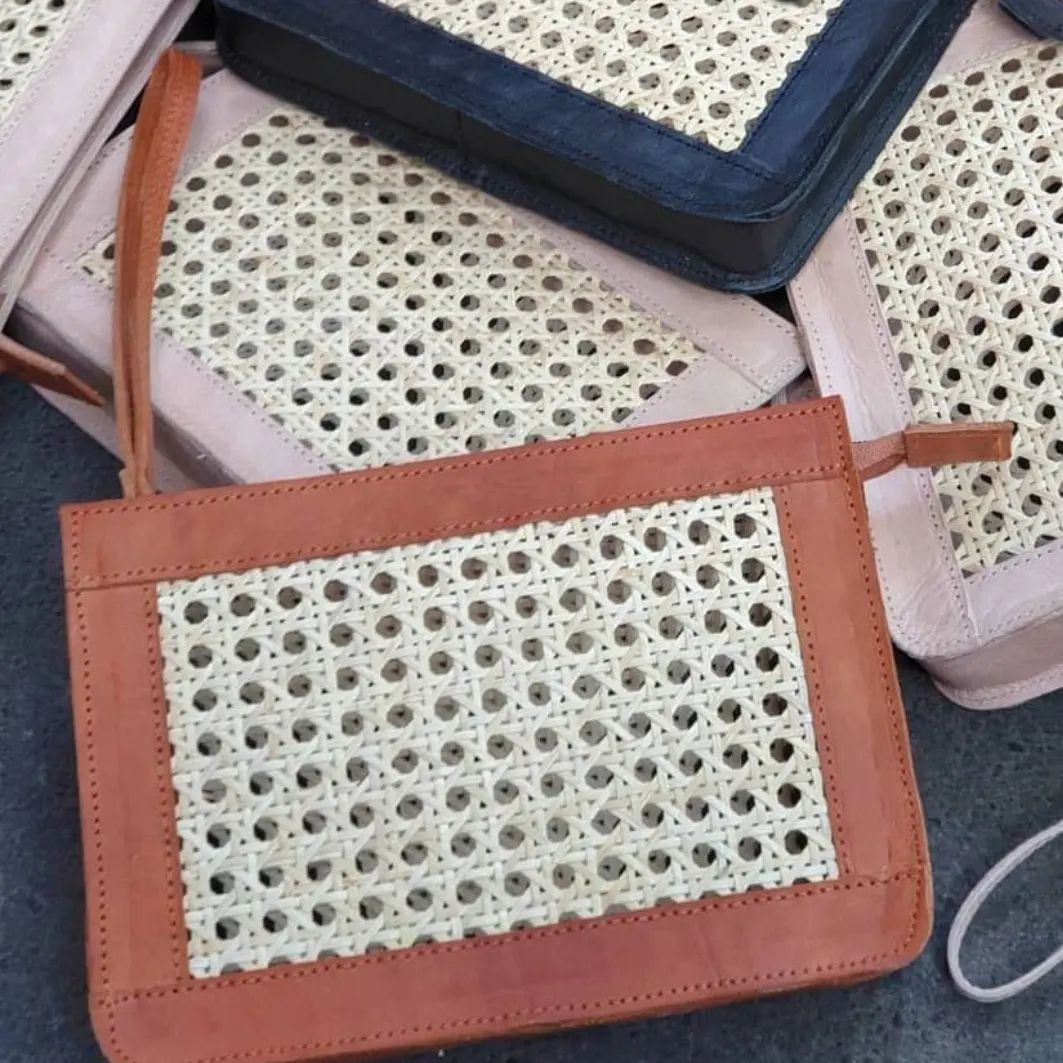 Webbing Rattan Leather Wallet