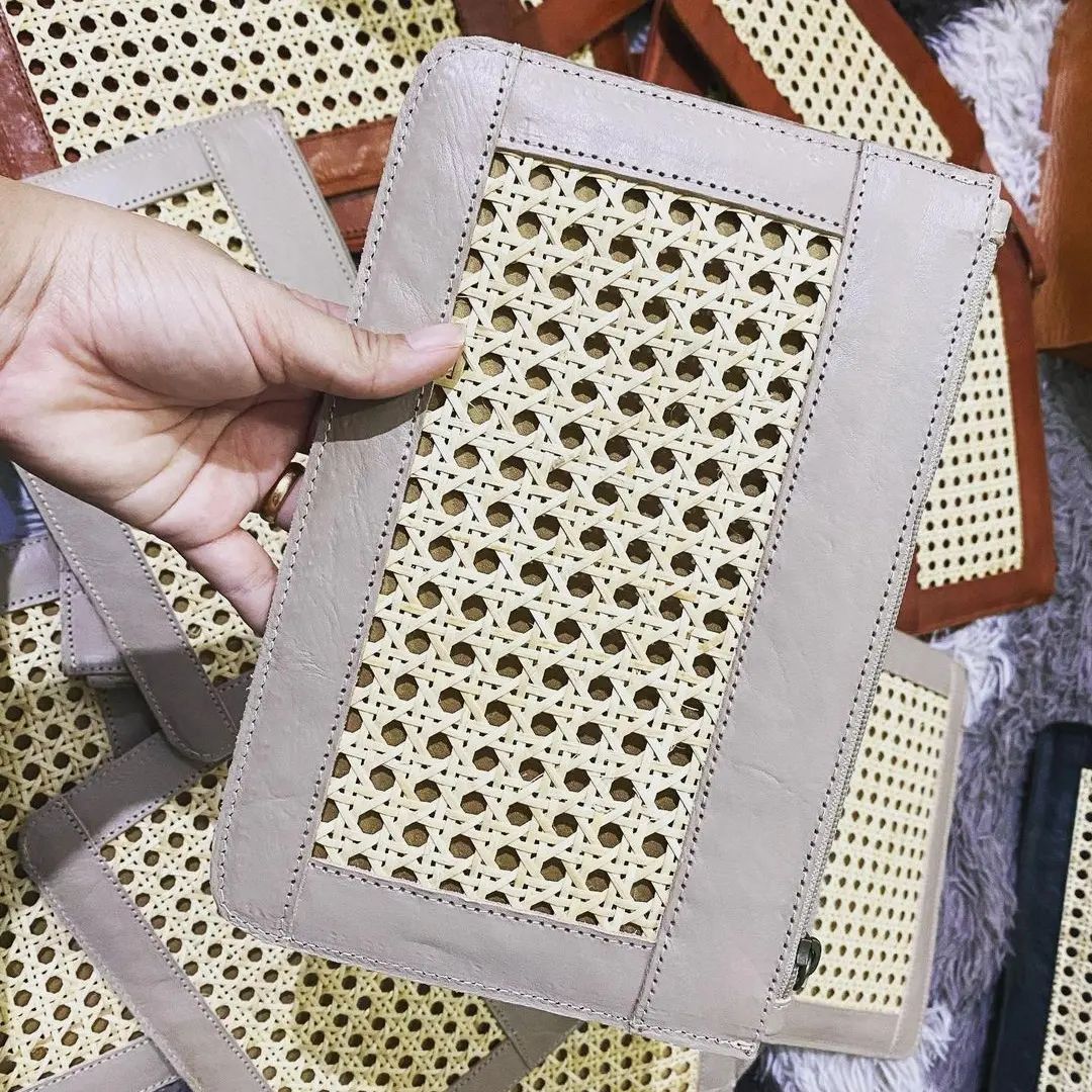 Webbing Rattan Leather Wallet