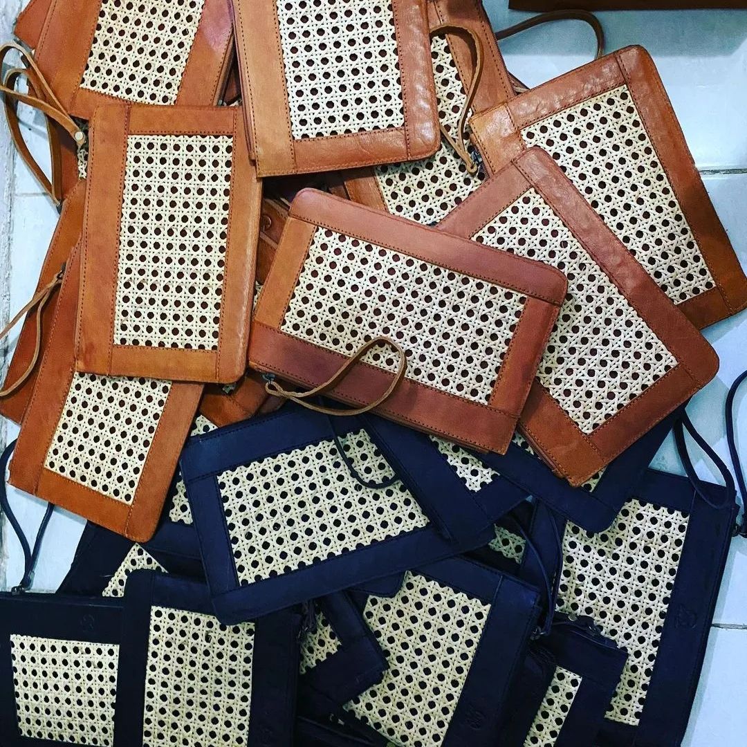 Webbing Rattan Leather Wallet