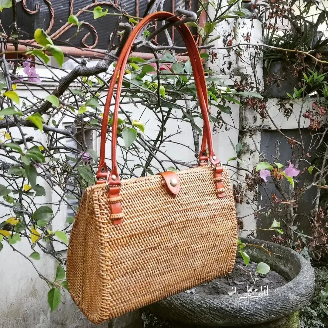 Large Rattan Crossbody Bag