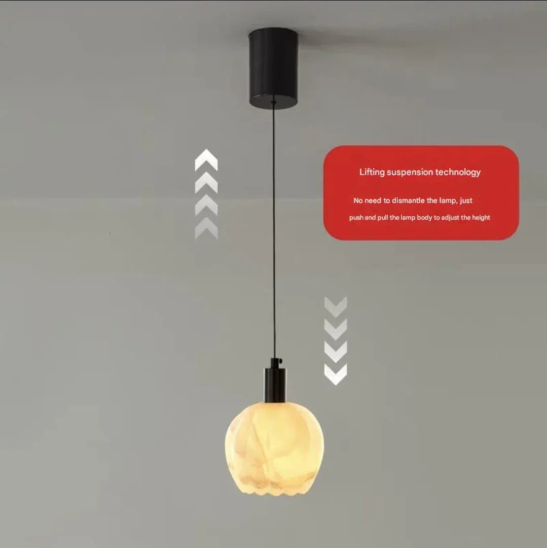 Copper Wall Mounted Marble Pendant Light Fixture Adjustable Height Copper Black