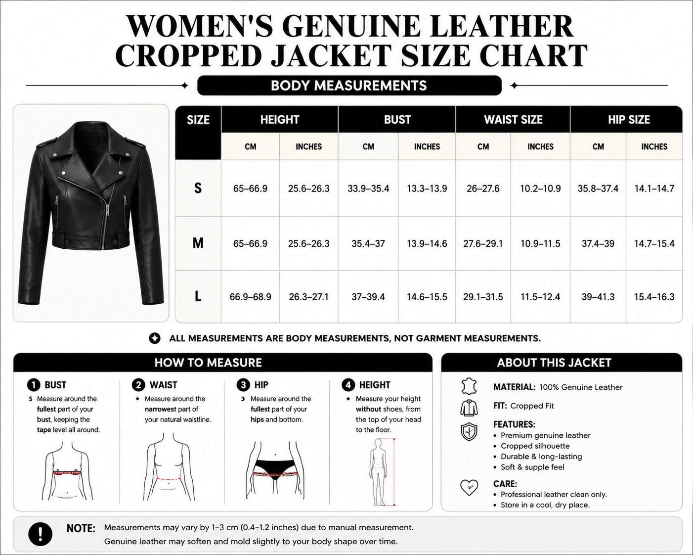 Women cropped leather jacket for commuter style