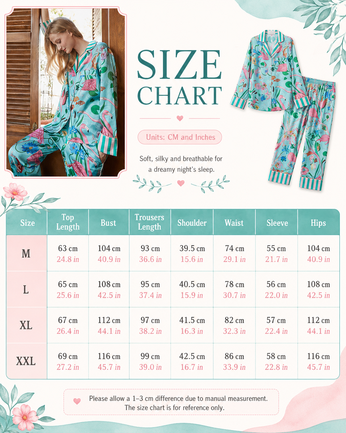 Women’s Loungewear Flamingo Ice Silk Long Sleeve Pajama Set