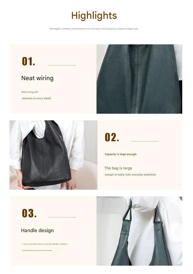 Women Real Leather Commuter Tote Handbag