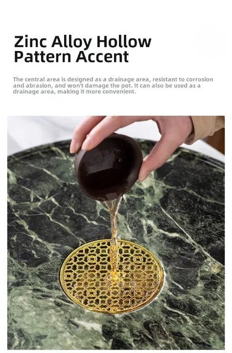 Round Stone Gongfu Tea Tray with Drain