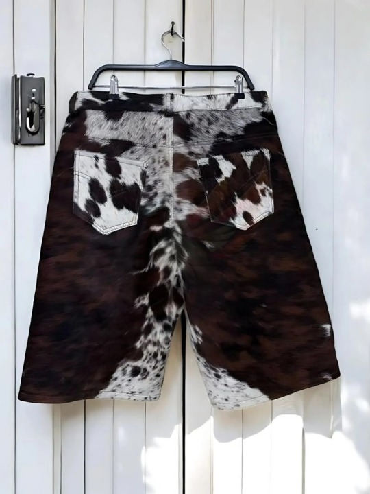 tricolor cowhide shorts for men