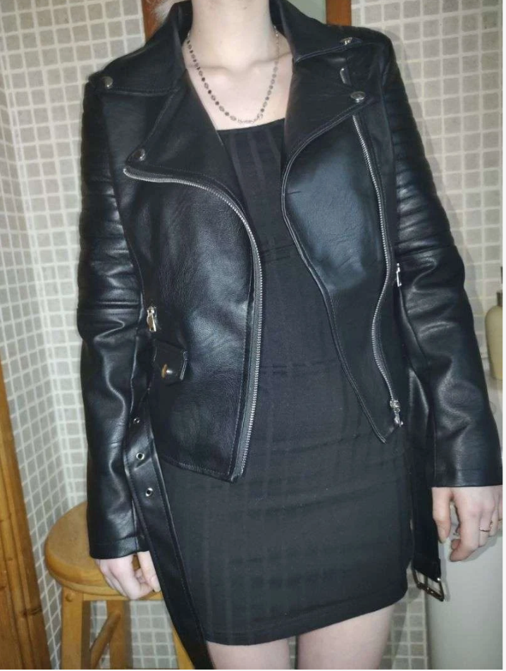 Brown Faux Leather Jacket for Women – Belted Biker Style