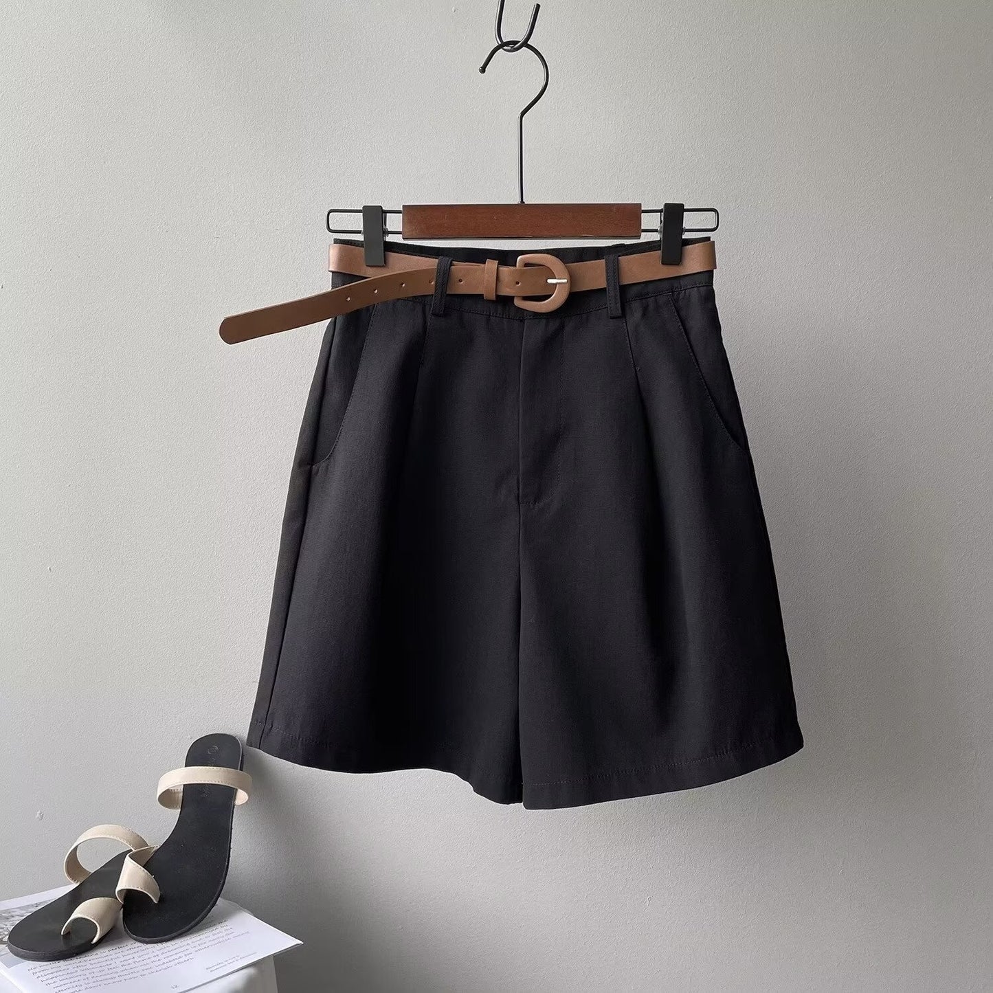 High Waist Belted Summer Shorts for Women