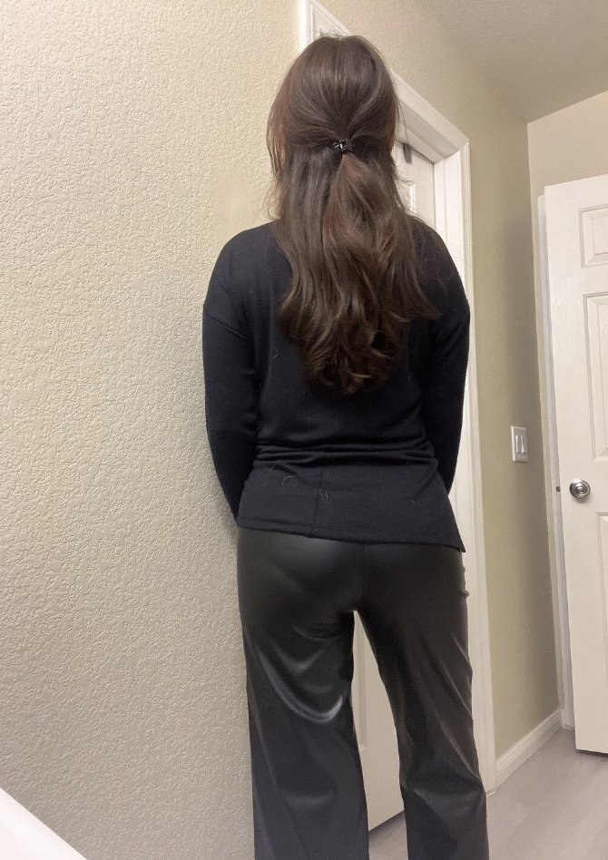 Women's Front Pocket Real Leather Pants Wide Leg