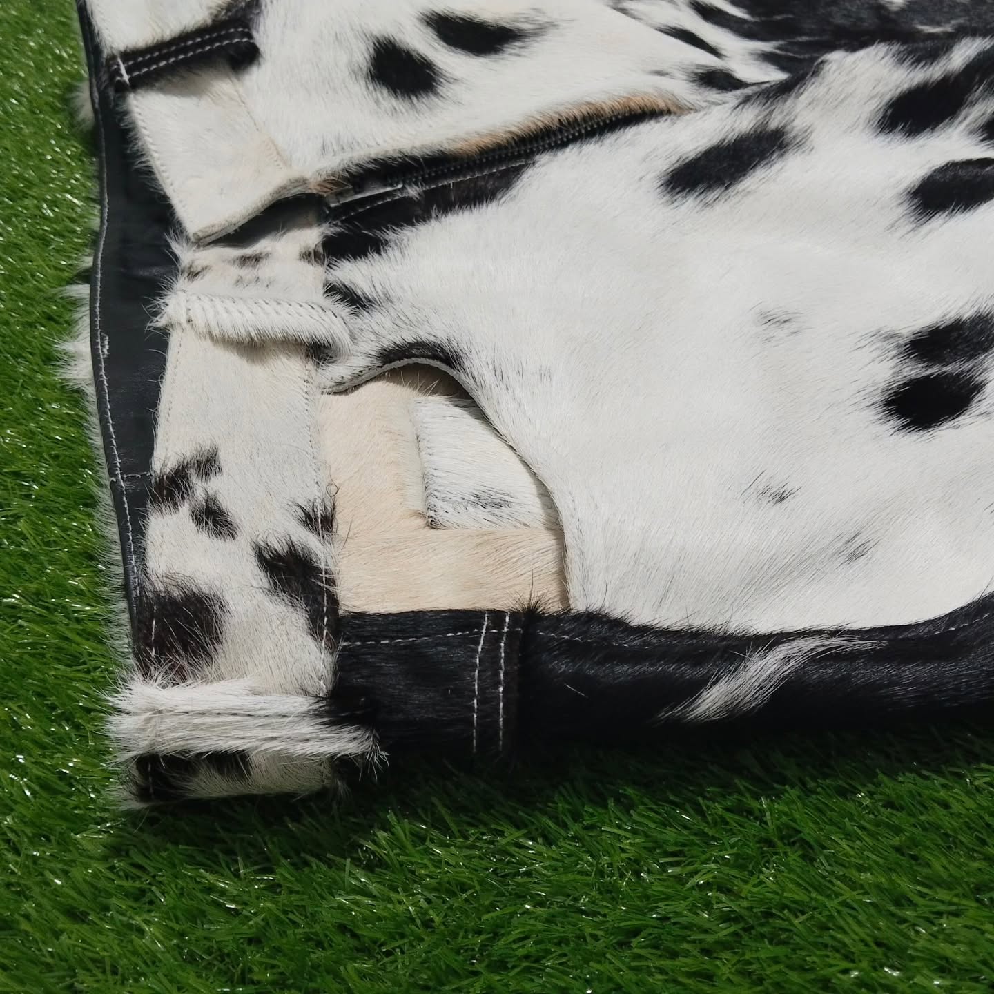 real cowhide pants black and white