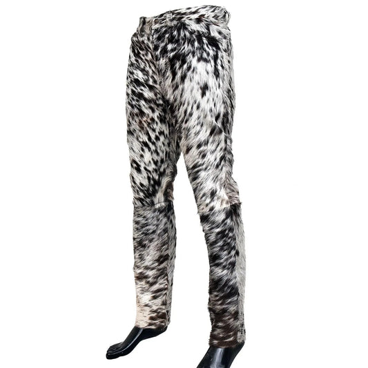 Real cowhide pants for rodeo, country life, and western events. Hair-on cow print trousers made for bold southern fashion. Order now with free shipping.