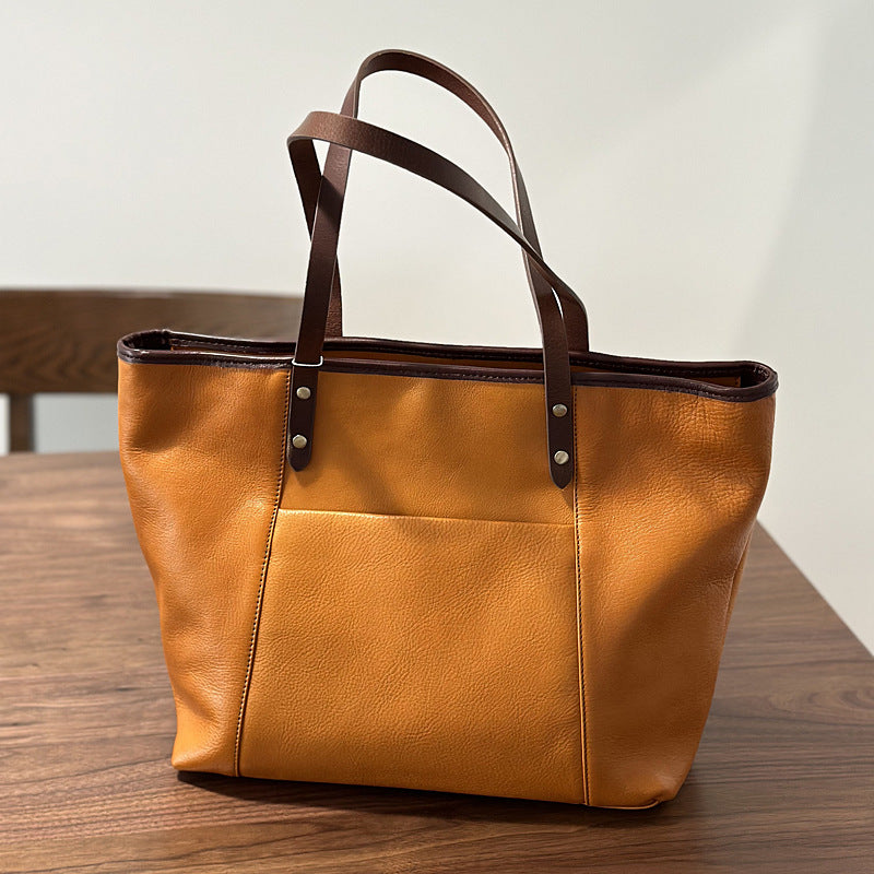 Full Grain Leather Tote Bag Office Shoulder