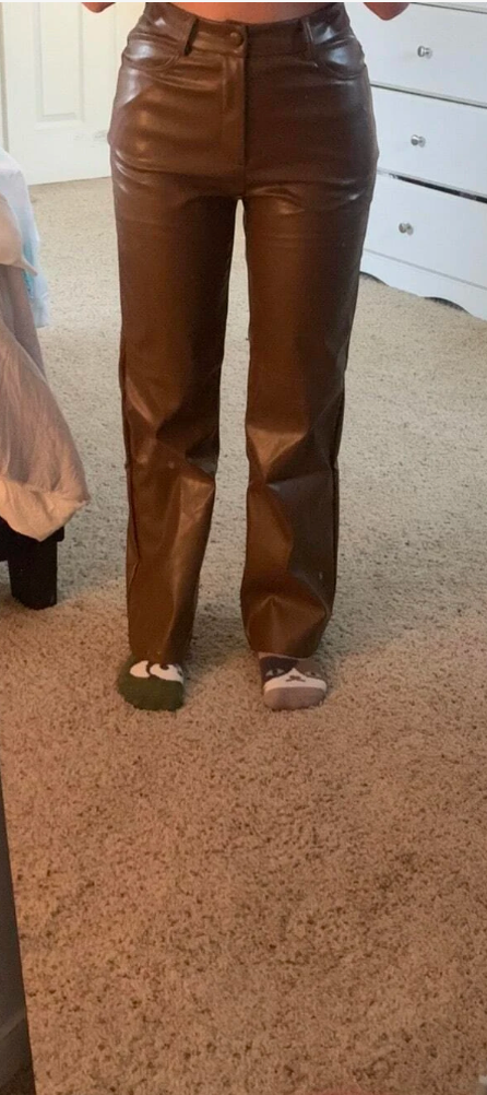 women's genuine leather long pants