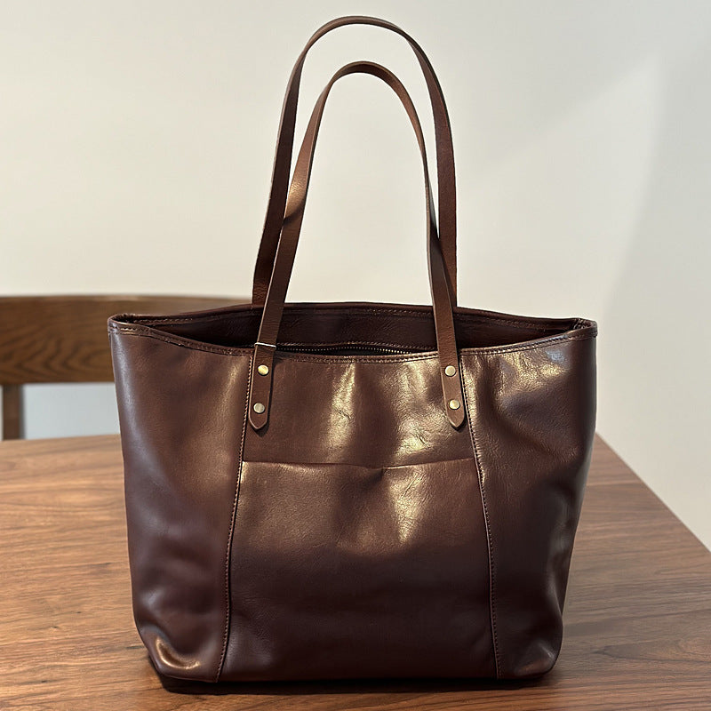 Full Grain Leather Tote Bag Office Shoulder