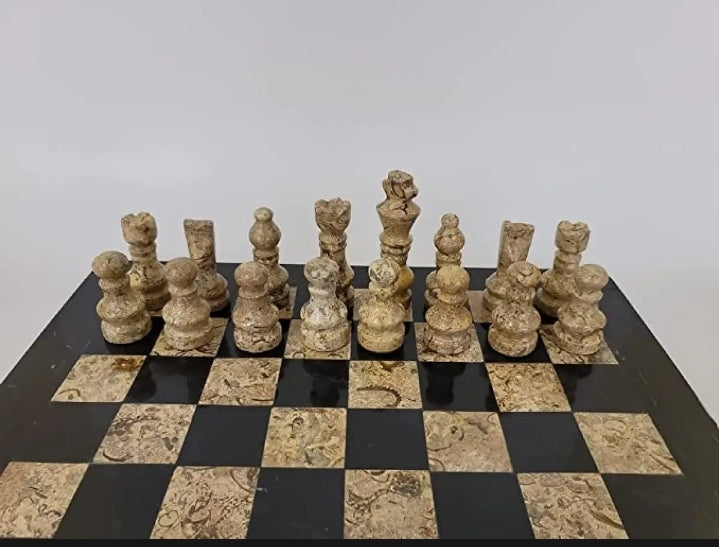 Brown Black marble chess set