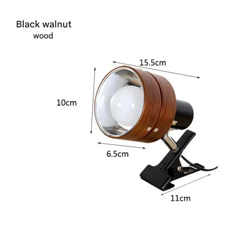 Japanese clip on solid wood led table lamp