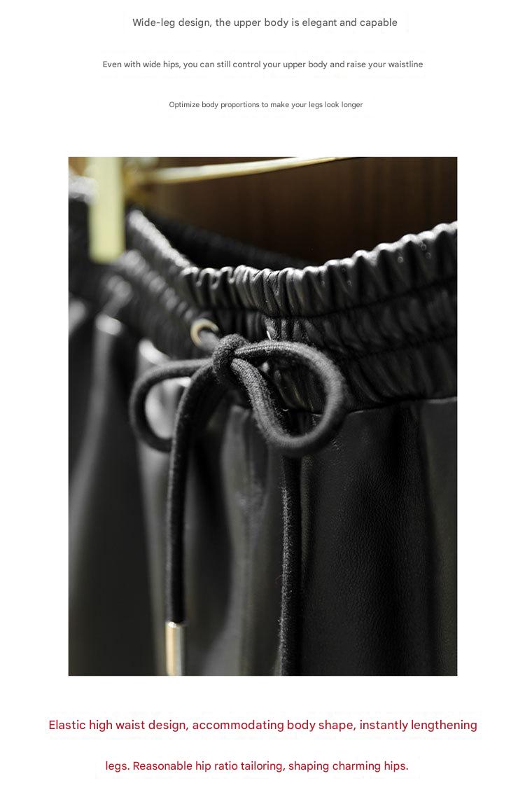 Women’s High Waisted Black Leather Shorts Wide-Leg