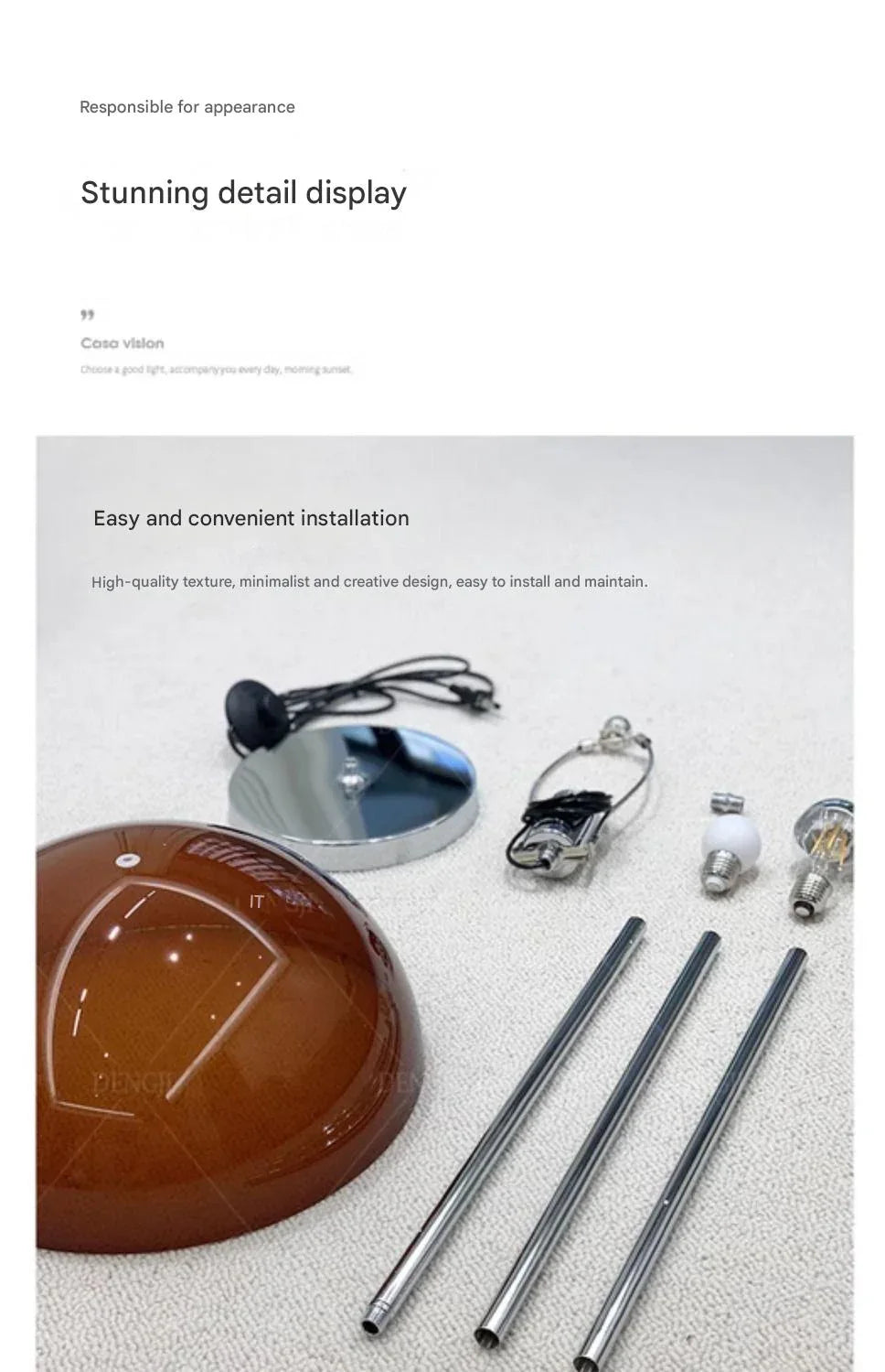 Nordic bauhaus acrylic dome standing floor lamp