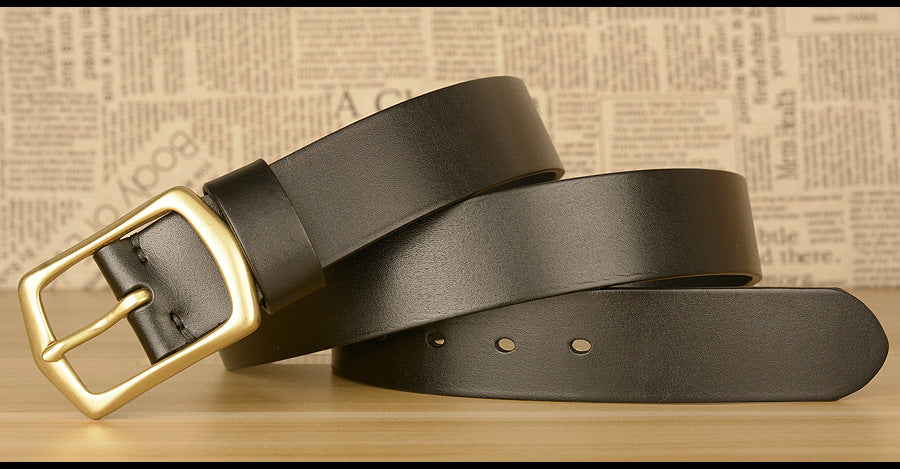 Men’s Genuine Cowhide Leather Belt with Copper Buckle