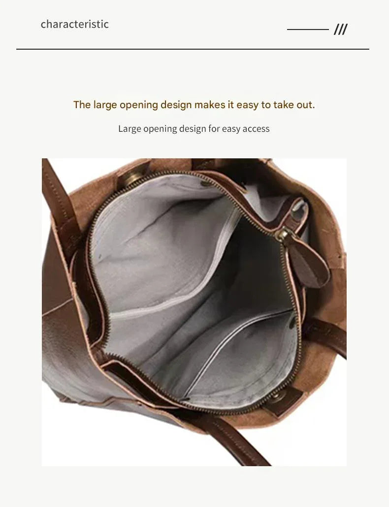 Genuine Leather Shopper Tote Bag for Women