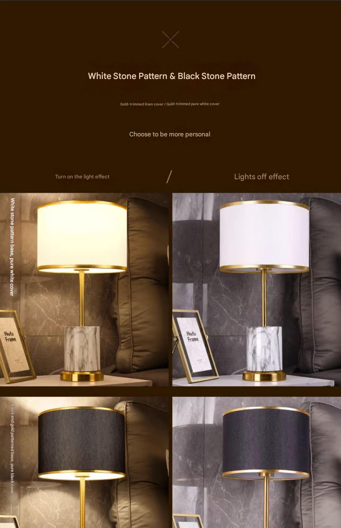 Modern scandinavian marble table lamp gold trim