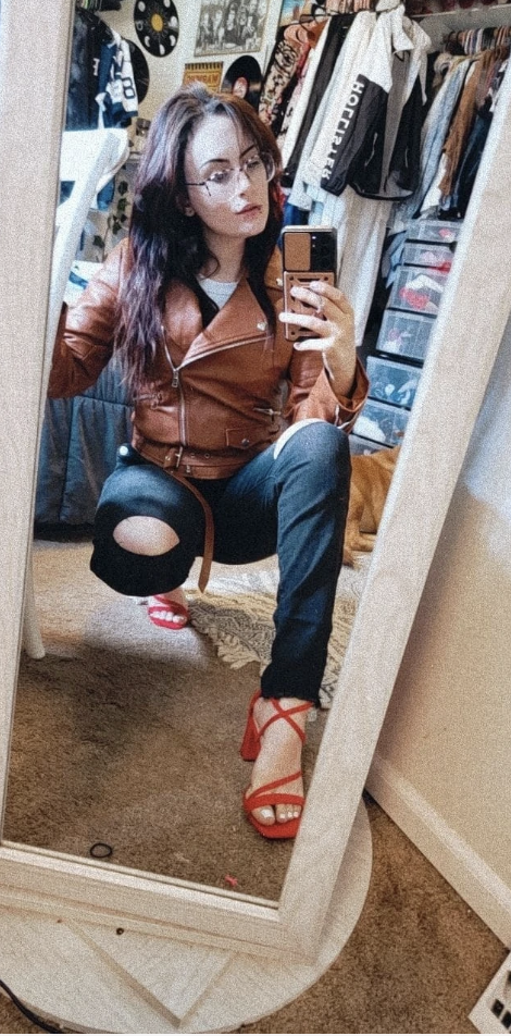 Brown Faux Leather Jacket for Women – Belted Biker Style
