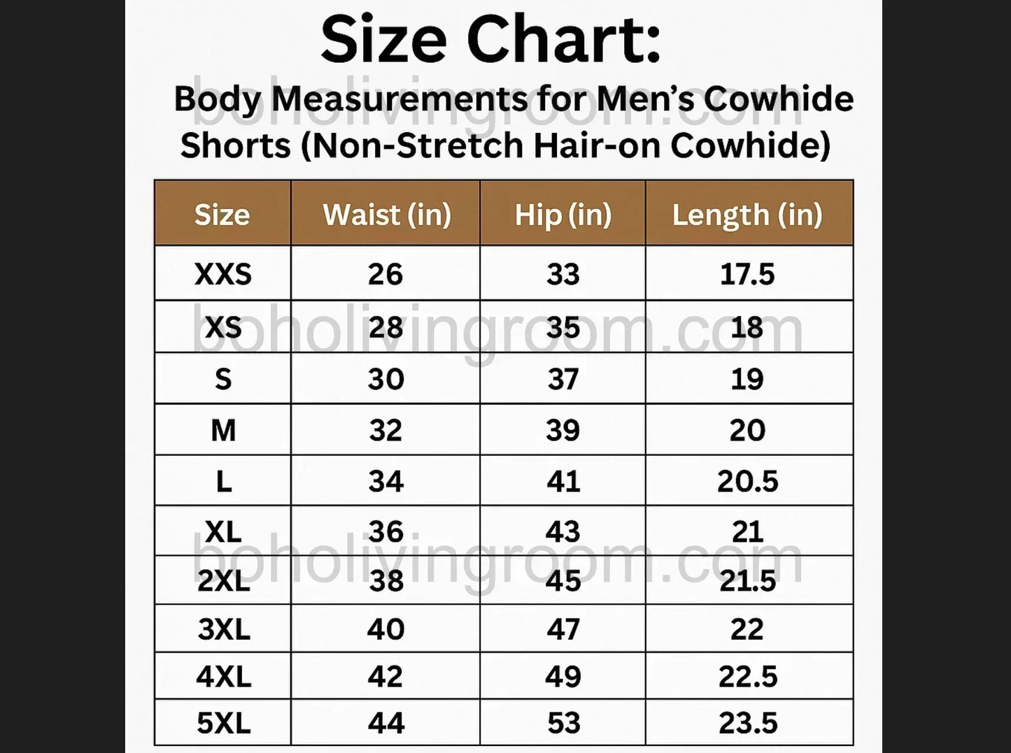 Brown Cowhide Shorts Men Hair On Hide Leather