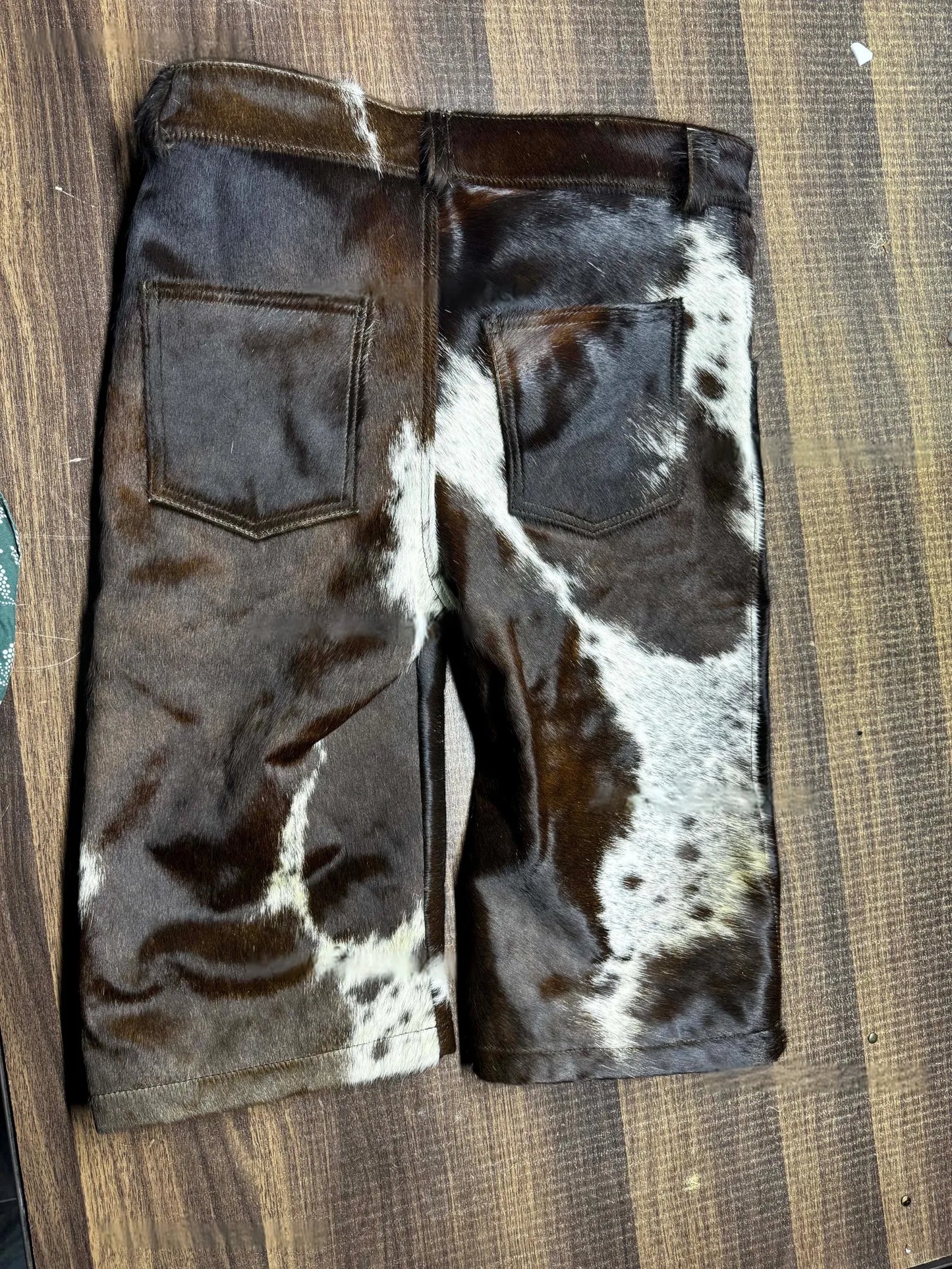 men cowhide shorts western hair on hide
