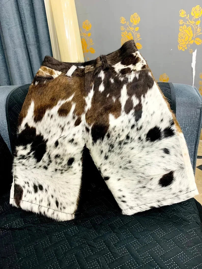 Women’s Cow Print Shorts Tricolor Western Rodeo Festival Wear