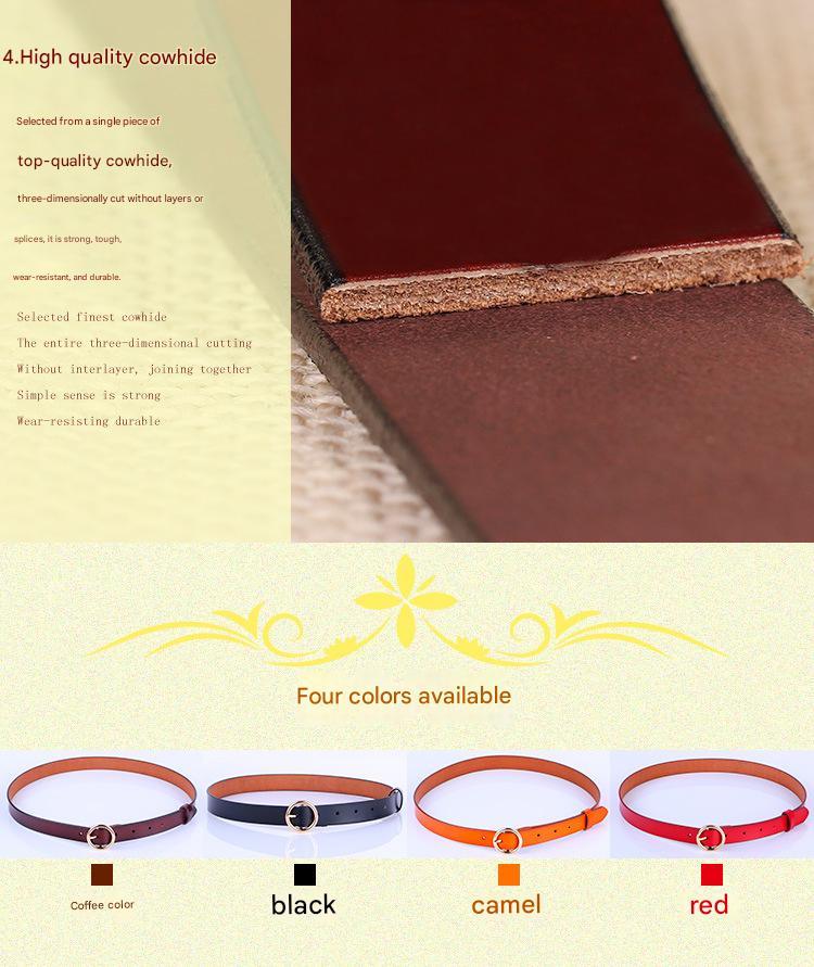 Women's genuine cowhide leather pin buckle belt