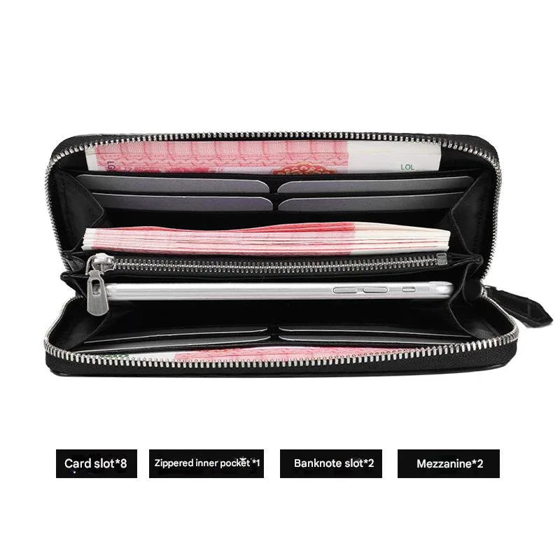 Crocodile Leather Clutch Bag – Genuine Horn-Back Zipper Wallet