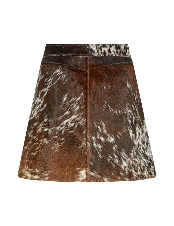 Women Dark Cowhide Mini Skirt