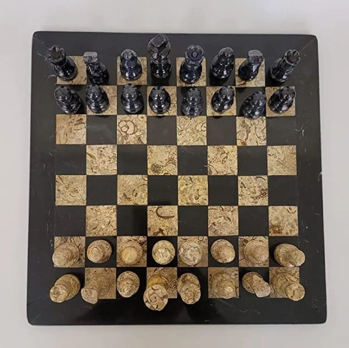 Brown Black marble chess set
