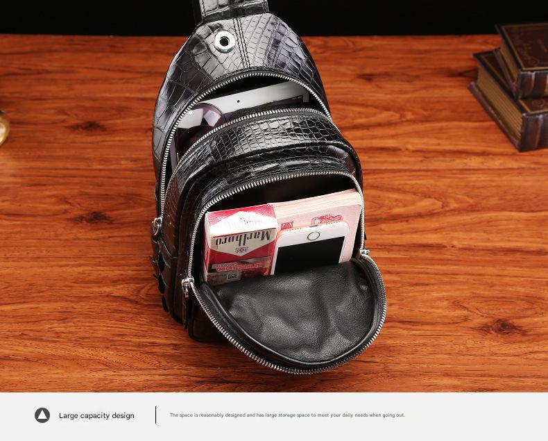 Genuine Crocodile Leather Men’s Chest Bag Crossbody Messenger