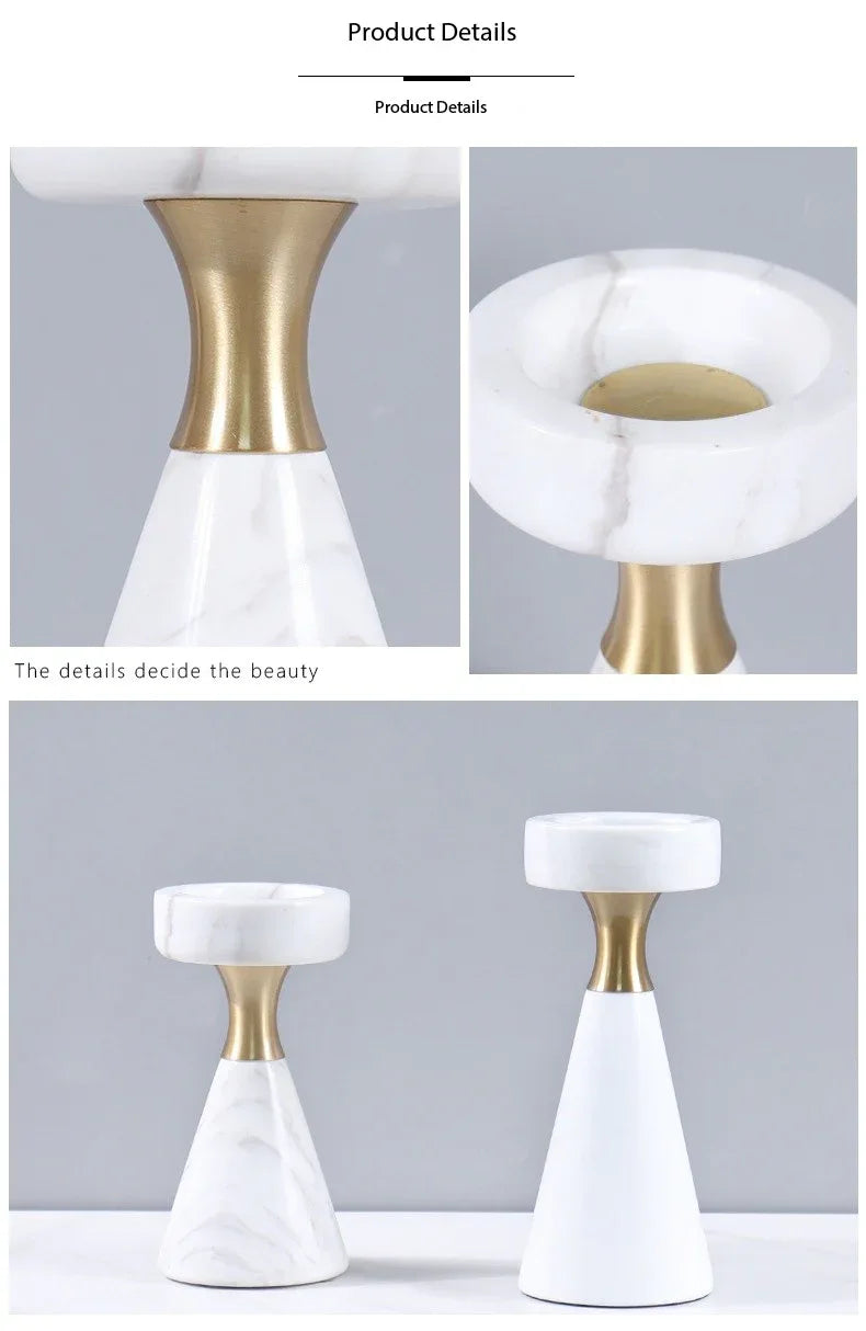 Luxury Marble Candlestick Holder with Gold Accent
