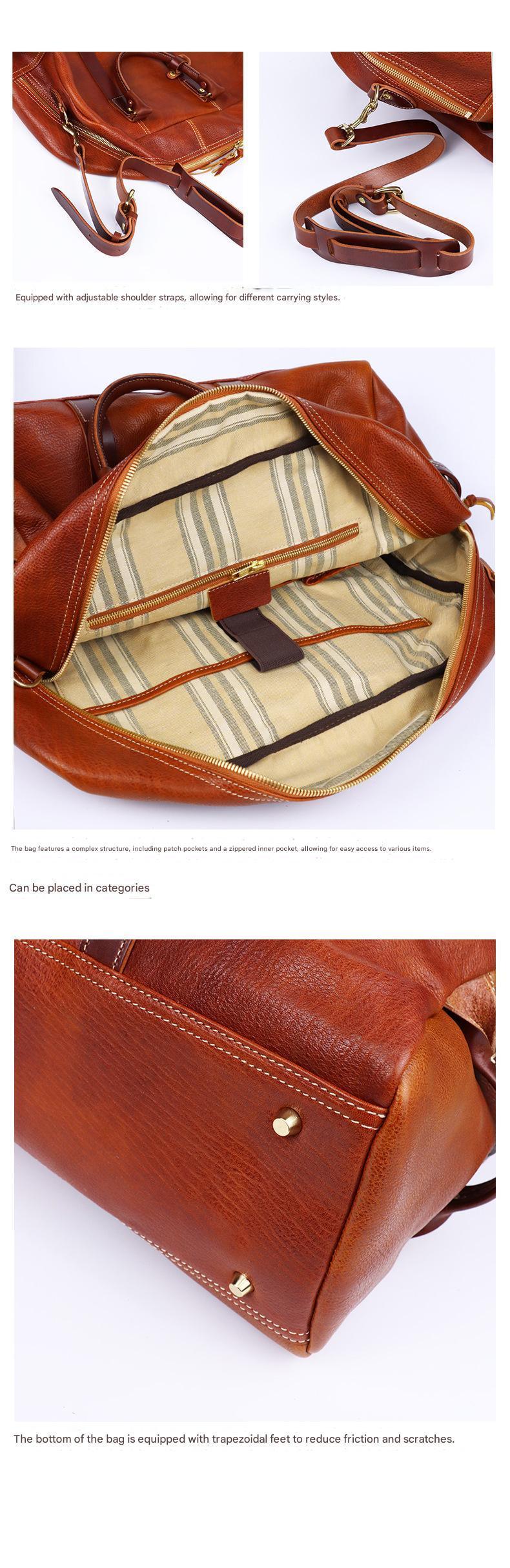 mens leather travel bag large cowhide duffle weekender bag