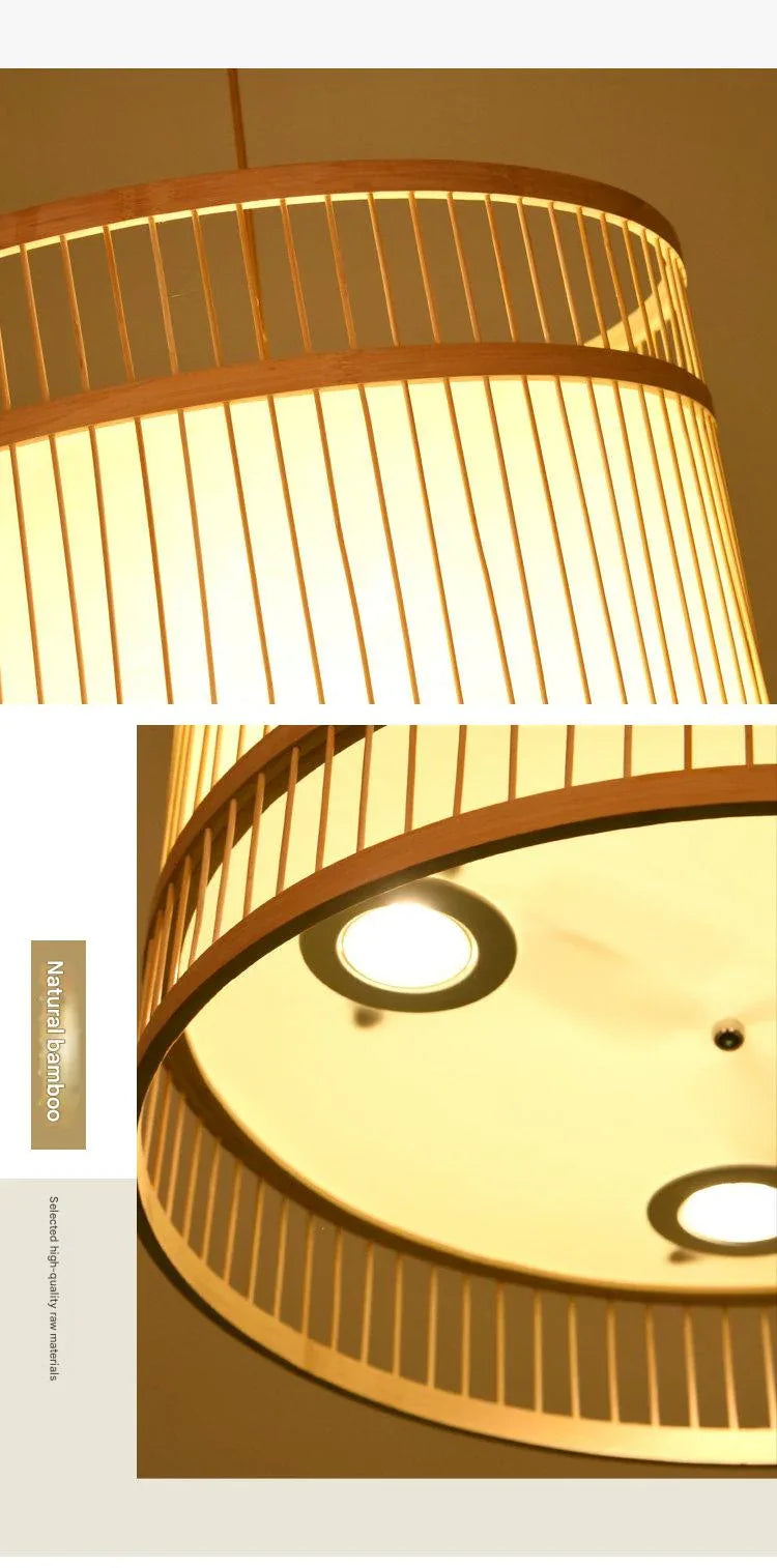 Modern bamboo weaving cylinder chandelier