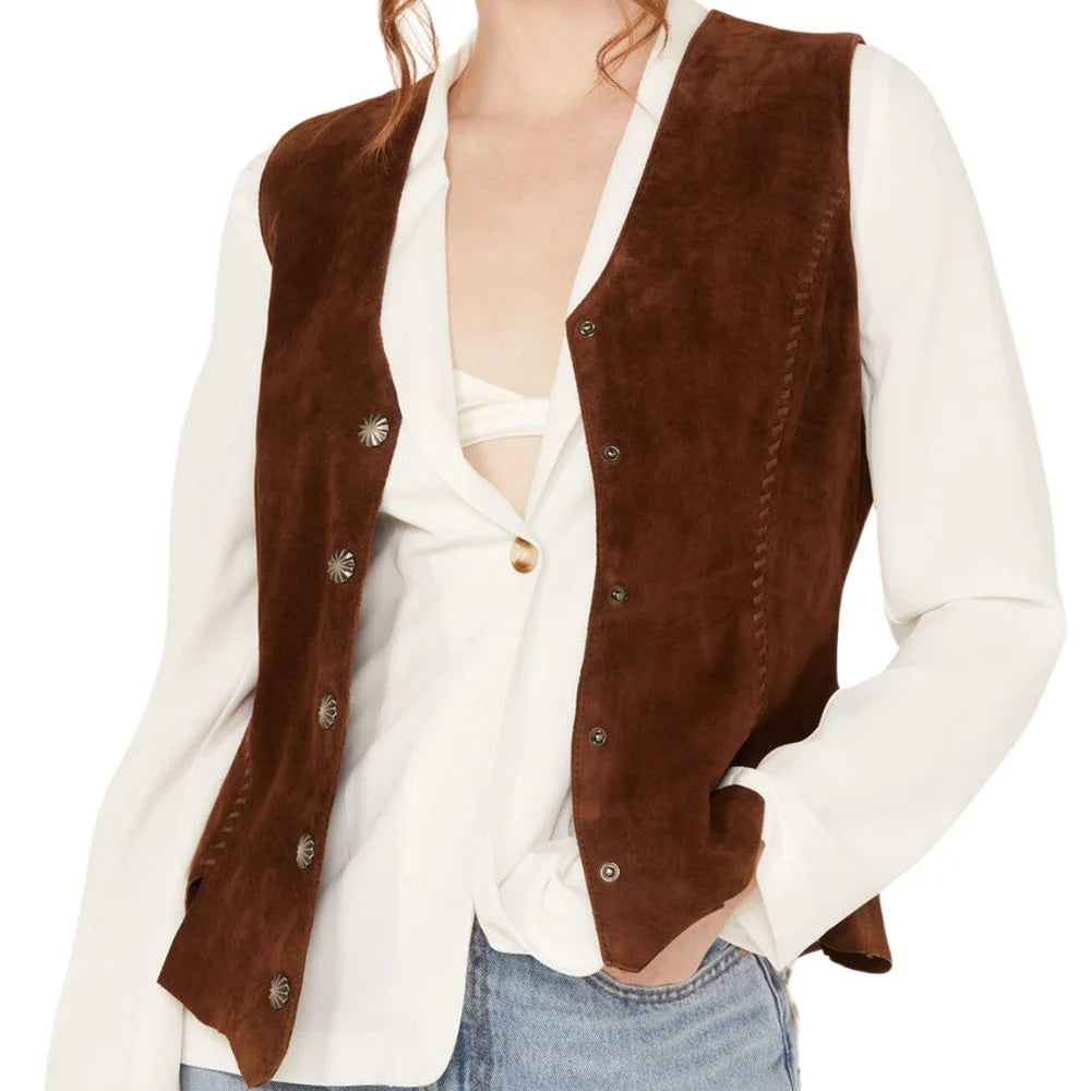 womens western vest suede leather