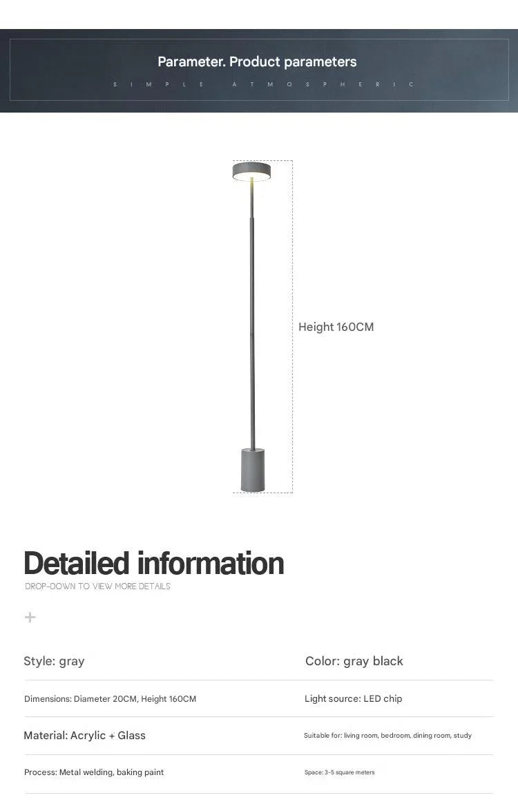 Nordic minimalist column led standing floor lamp