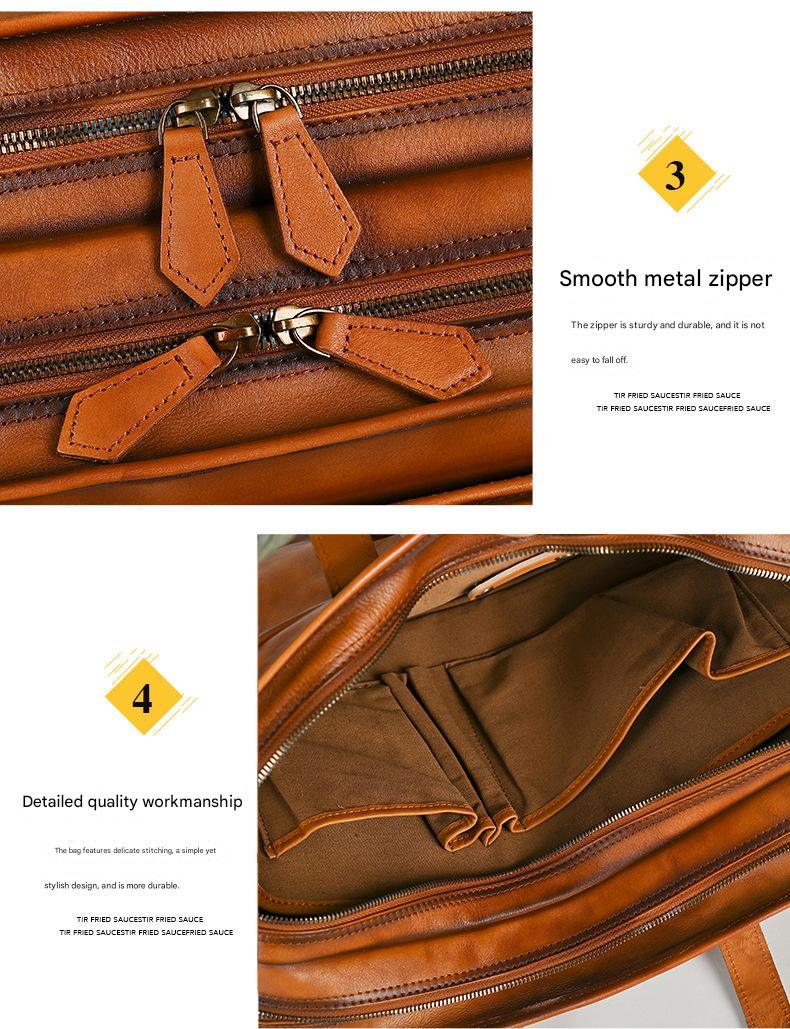 Men’s leather multi-layer office briefcase