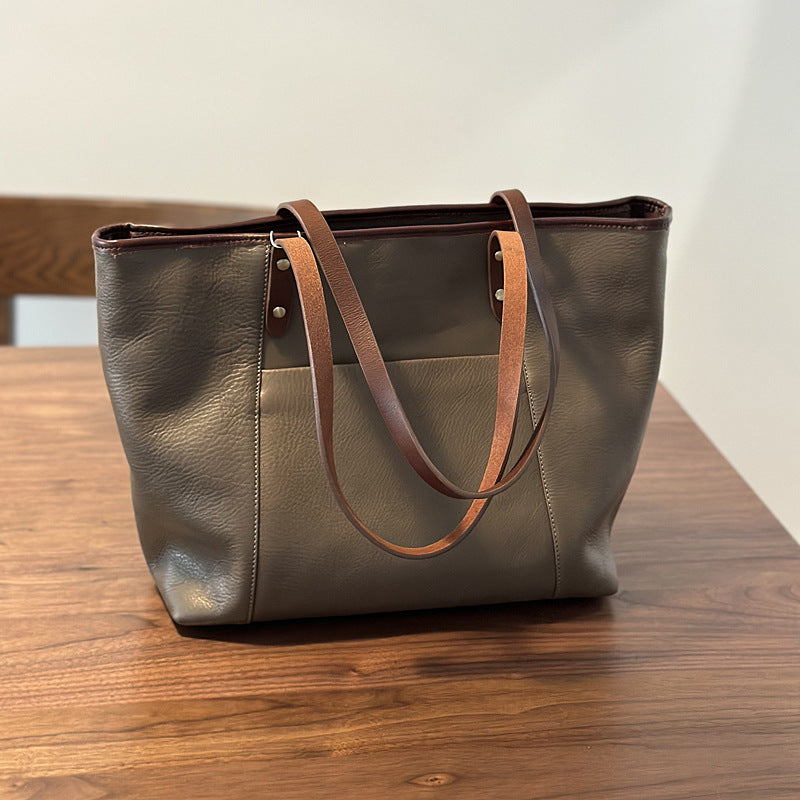 Full Grain Leather Tote Bag Office Shoulder