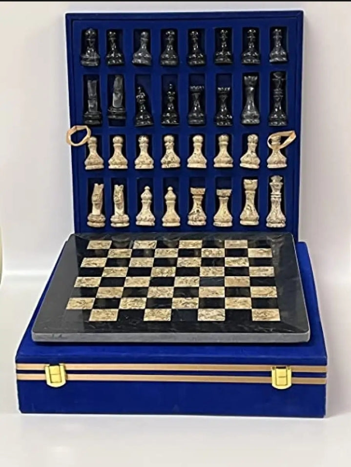 Brown Black marble chess set