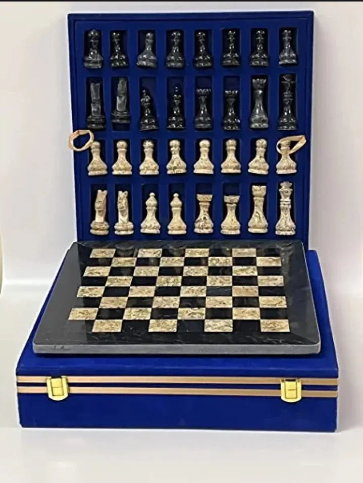 Brown Black marble chess set