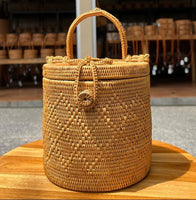 Natural Rattan Handwoven Cylinder Bag