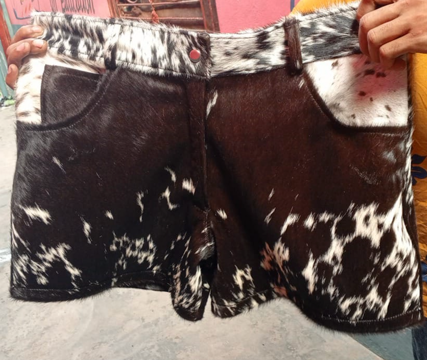 High Waisted Cowhide Shorts for Women