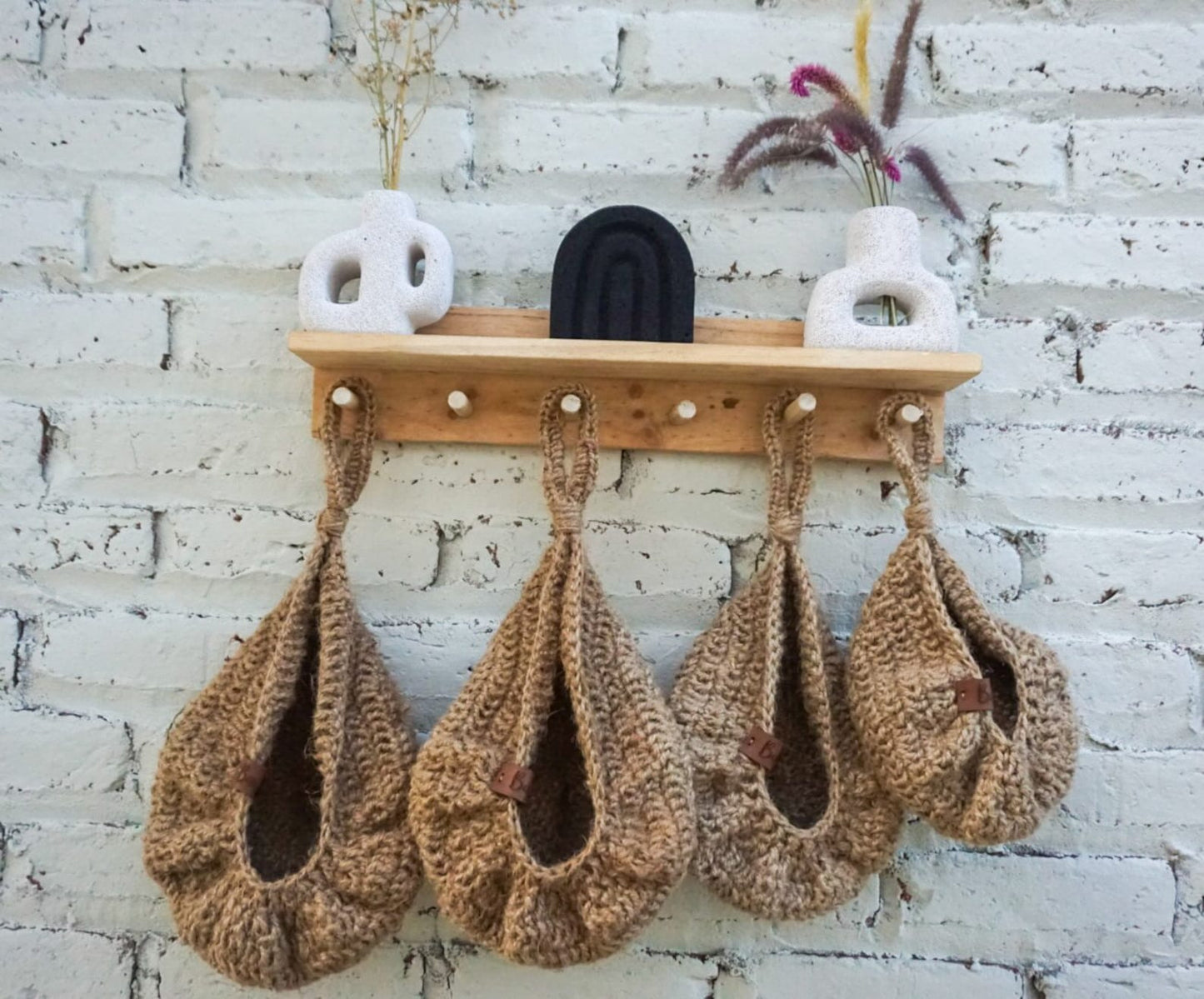 Jute crochet hanging kitchen fruit vegetable basket