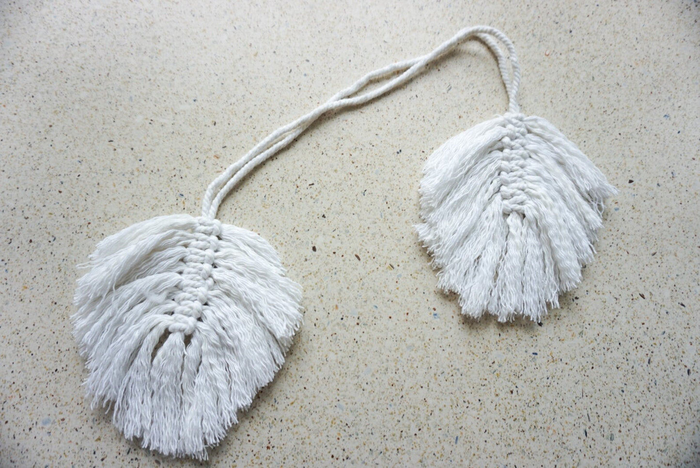 Macrame feather curtain tie backs