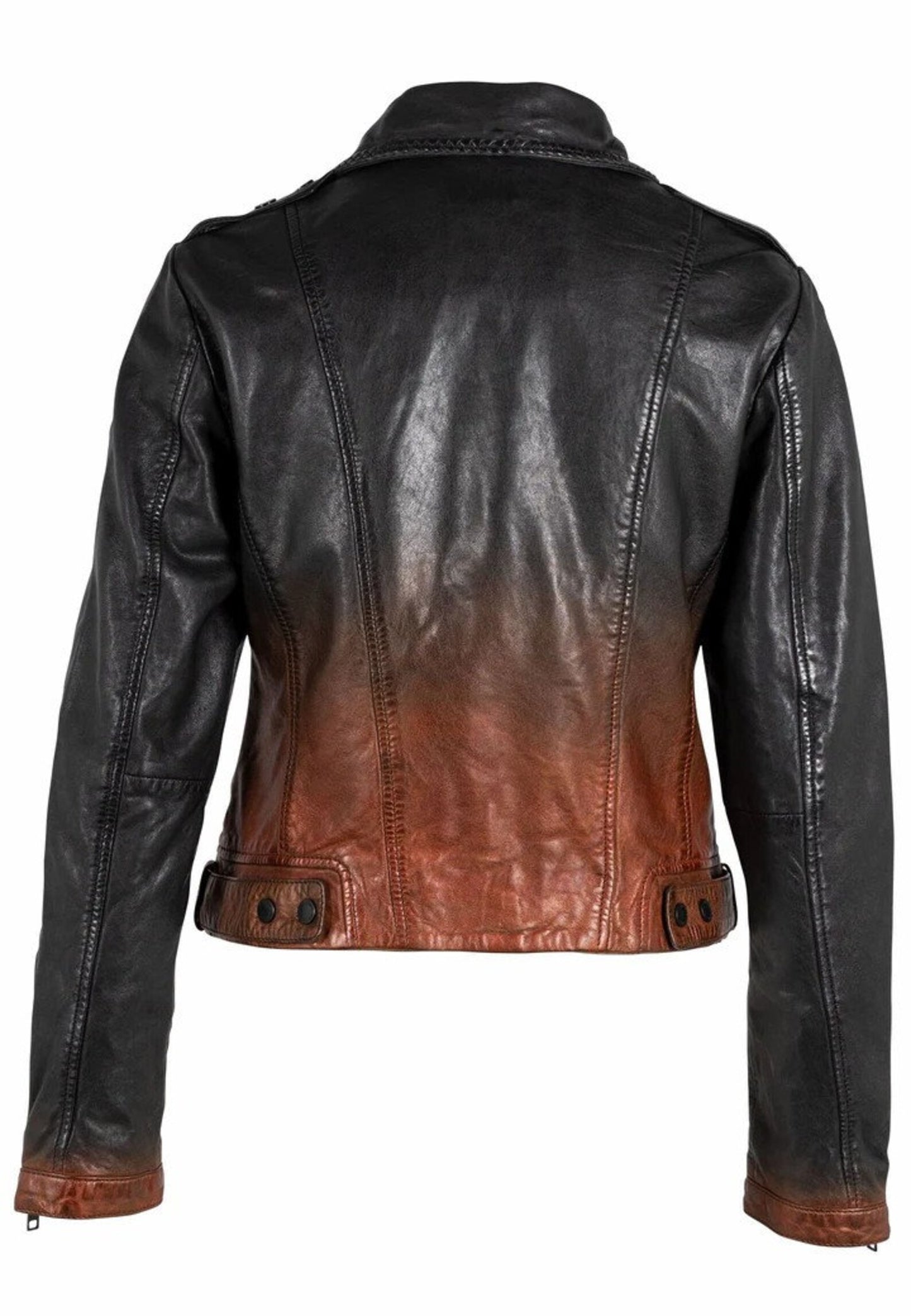 women's brown black leather jacket