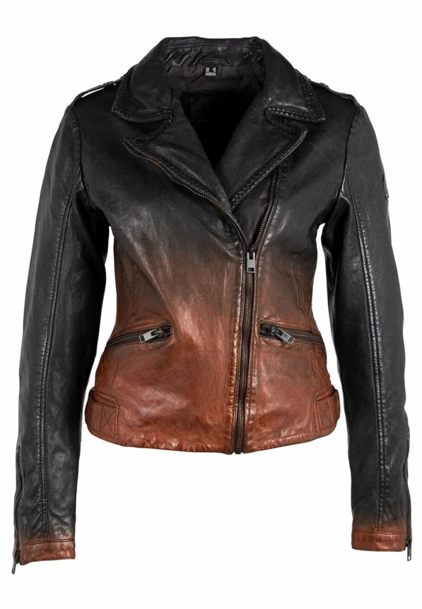 women's brown black leather jacket
